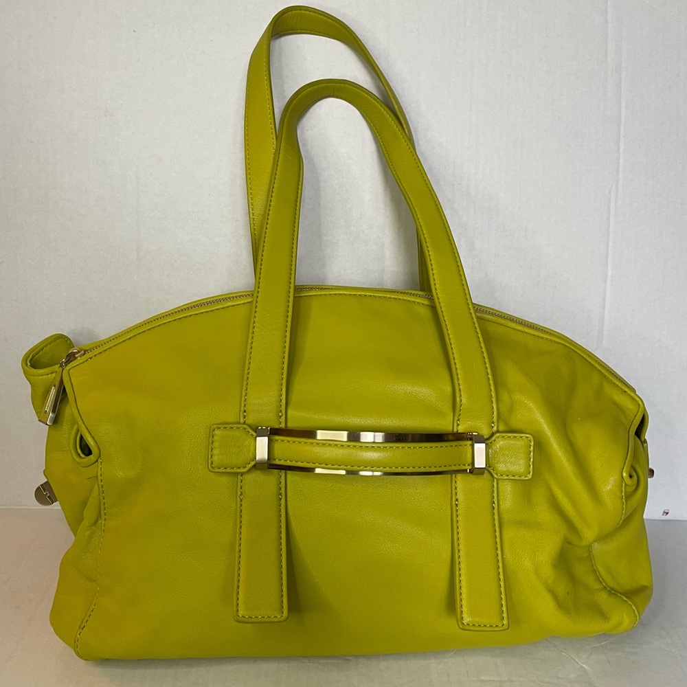 Lime green leather Leifsdottir purse handbag